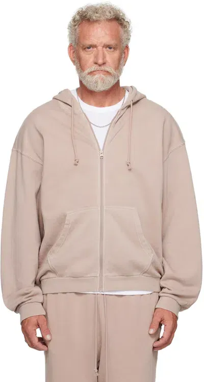 Skims Taupe Terry Relaxed Zip Up Hoodie In Fawn