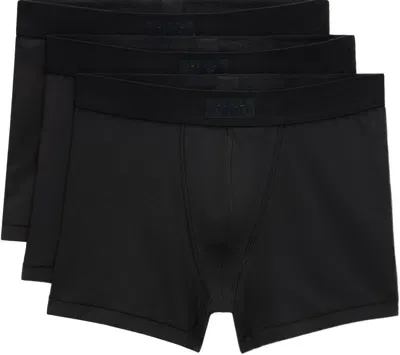 Skims Three-pack Black  Cotton 3 Boxer Briefs In Onyx