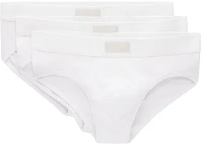 Skims Three-pack White  Cotton Briefs In Chalk