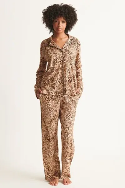 Skin Cayla Long Pj Set In Leopard Print