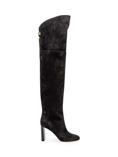 Skorpios Marylin Suede Boots In Black