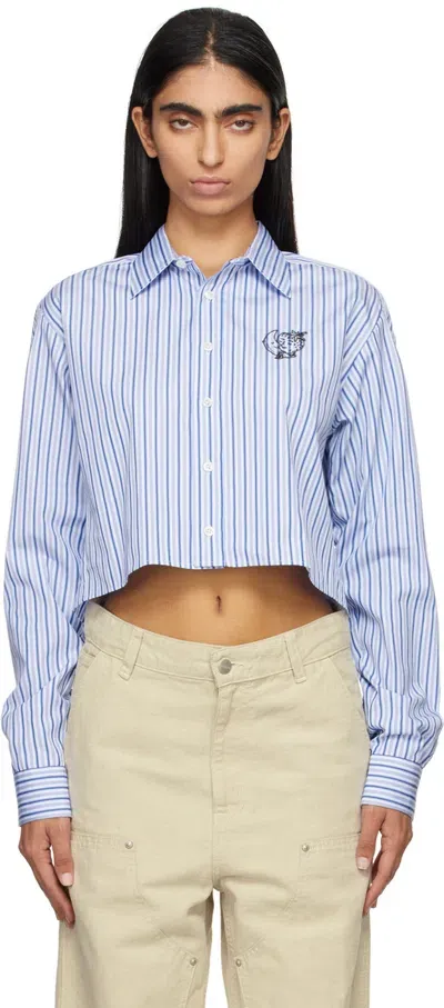 Sky High Farm Workwear Blue Cropped Shirt In 1 Blue Stripe