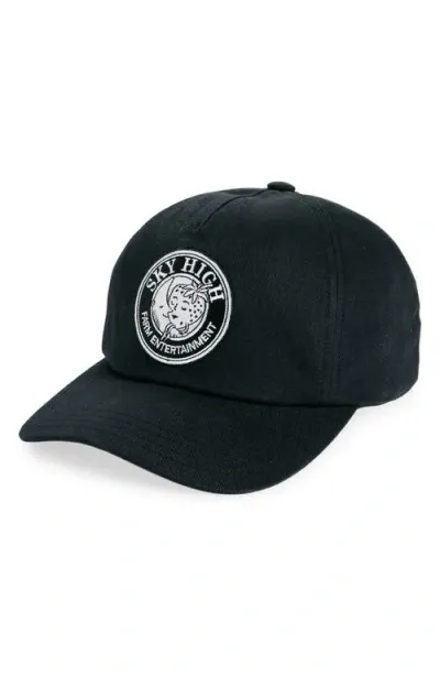 Sky High Farm Workwear Logo Patch Recycled Cotton Twill Baseball Cap In Black