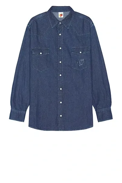 Sky High Farm Workwear Perennial Logo Denim Shirt In Blue