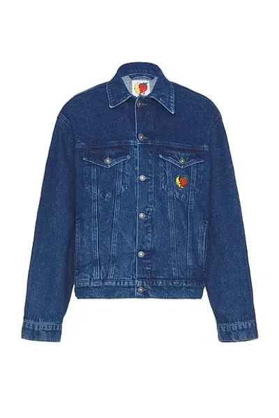 Sky High Farm Workwear Perennial Logo Denim Trucker Jacket In Blue