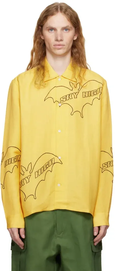 Sky High Farm Workwear Yellow 'sky High Bat' Embroidered Shirt