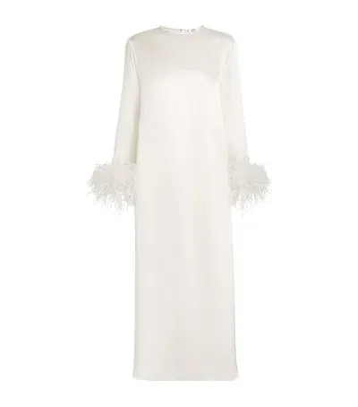 Sleeper Feather-trim Suzi Maxi Dress In White