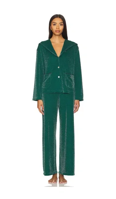 Sleeper Kylie Lurex Hooded Set In Green