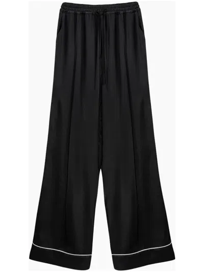 Sleeper Pastelle Satin Pyjama Trousers In Black