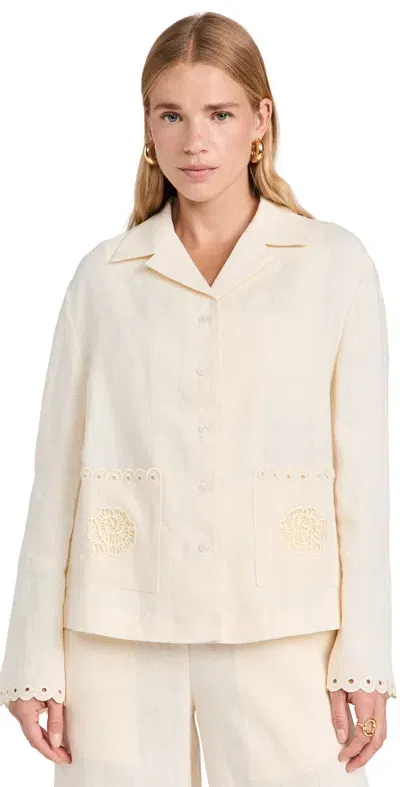 Sleeper Sofia Linen Embroidered Shirt Off-white