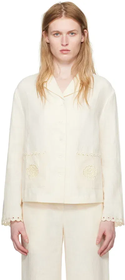 Sleeper Yellow Sofia Pyjama Shirt In White Asparagus