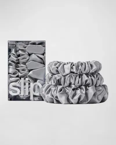 Slip Back To Basics Assorted Scrunchies, Set Of 3 In Silver