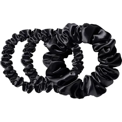 Slip 3-pack Large & Small Silk Scrunchie Set In Black