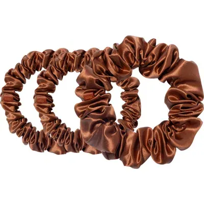 Slip 3-pack Large & Small Silk Scrunchie Set In Auburn