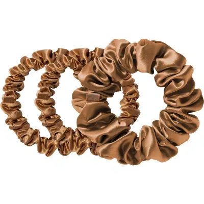 Slip 3-pack Large & Small Silk Scrunchie Set In Copper