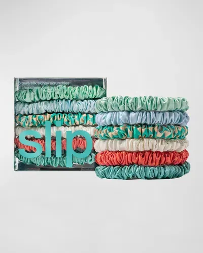 Slip Pure Silk Skinny Scrunchies, 6-pack In Seabreeze