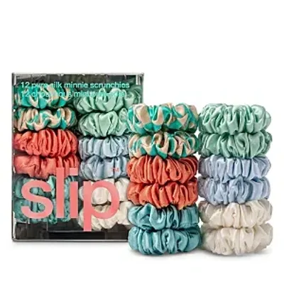 Slip Silk Pure Silk Minnie Scrunchies, Set Of 12 In Seaside