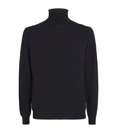 Slowear Stretch-virgin Wool Turtleneck Sweater In Navy