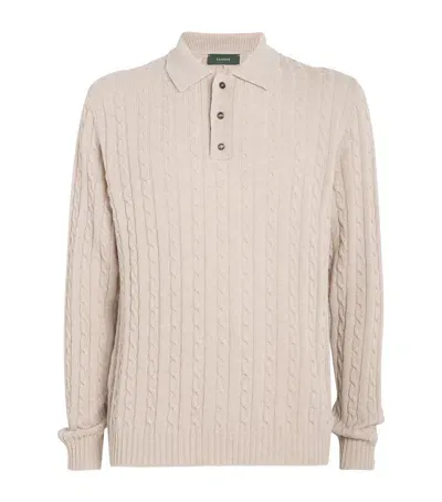 Slowear Virgin Wool-cashmere Polo Sweater In Beige