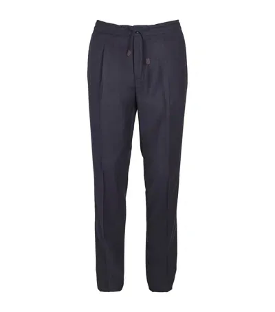 Slowear Wool Drawstring Tailored Trousers In Navy