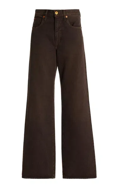 Slvrlake Grace Rigid High-rise Wide-leg Jeans In Brown