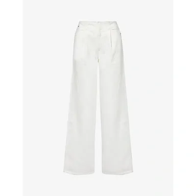 Slvrlake Womens White Taylor Wide-leg Mid-rise Jeans