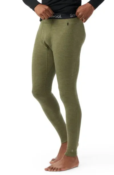 Smartwool Classic Thermal Merino Wool Blend Base Layer Leggings In Winter Moss Heather