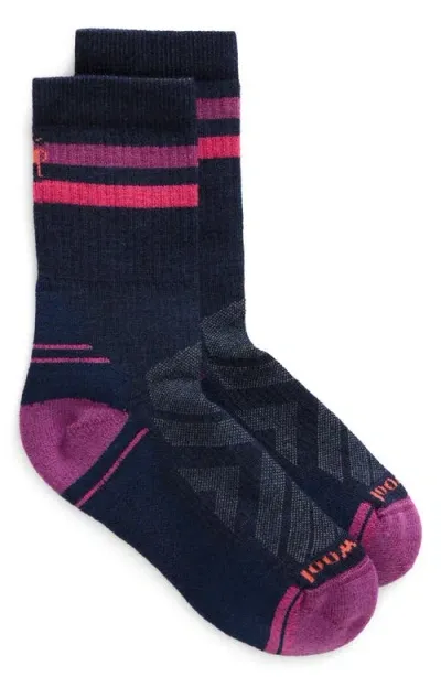 Smartwool Hike Light Cushion Tube Crew Socks In Deep Navy-power Pink