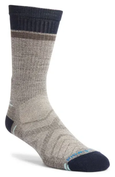 Smartwool Hike Light Cushioning Winding Trail Merino Wool Blend Crew Socks In Taupe-natural Marl