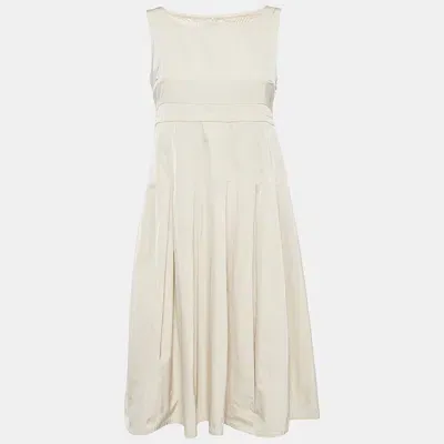 Pre-owned S'max Mara Beige Cotton Blend Pleated Sleeveless Dress S