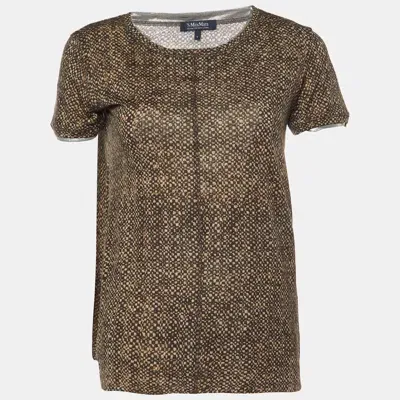 Pre-owned S'max Mara Brown Snake Print Wool Blend Knit T-shirt S