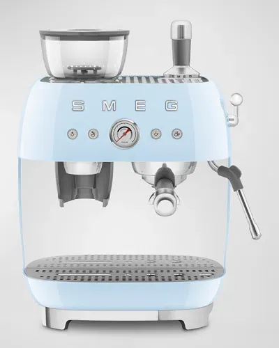 Smeg 50's Style Espresso Coffee Machine In Pastel Blue