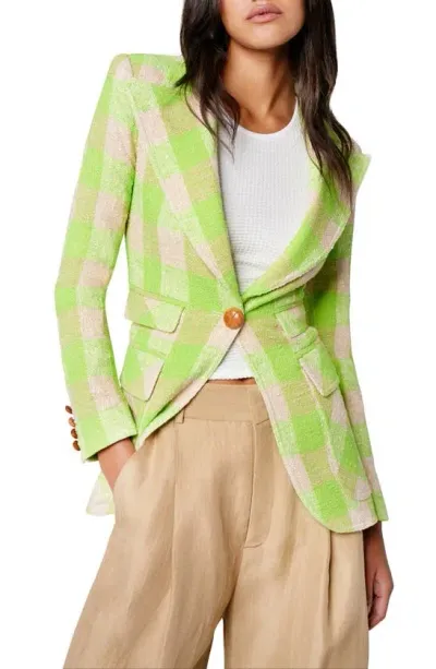 Smythe Birkin Check Cutaway Blazer In Lime Check