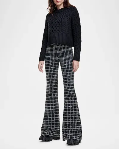 Smythe Grid Tweed Bootcut Pants In Black Grid