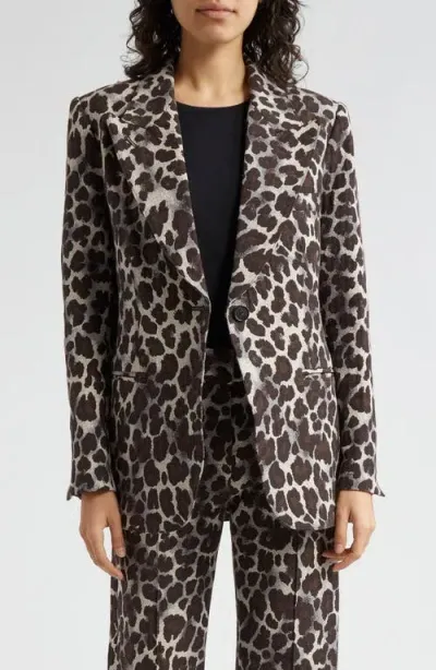 Smythe Leopard Jacquard Cotton Blend Blazer