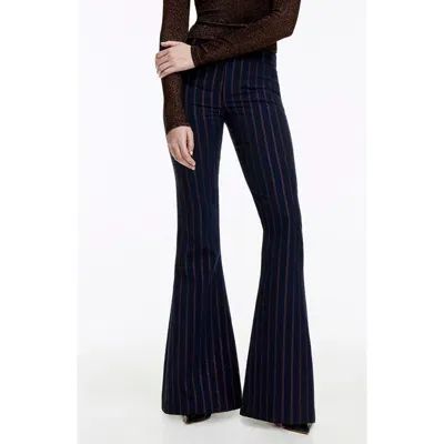 Smythe Metallic Stripe Bootcut Pants In Copper Pinstripe