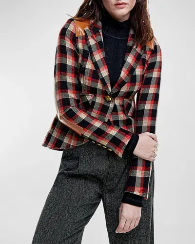 Smythe Plaid Check Single-breasted Wool Blazer In Scarlet Check