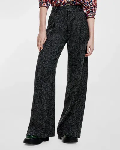 Smythe Pleated Wool-blend Trousers In Black Tweed