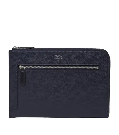 Smythson Leather Organiser Pouch In Blue