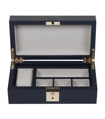 Smythson Leather Panama Watch And Cufflinks Case In Black