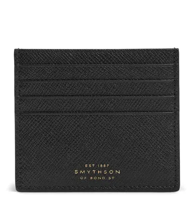 Smythson Panama Leather Card Holder In Black