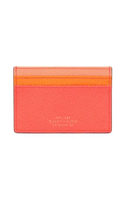 Smythson Panama Leather Card Holder In Pink