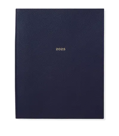 Smythson Panama Leather Kings 2025 Weekly Diary In Navy