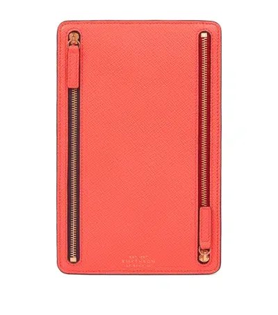 Smythson Panama Leather Multi-zip Travel Wallet In Pink