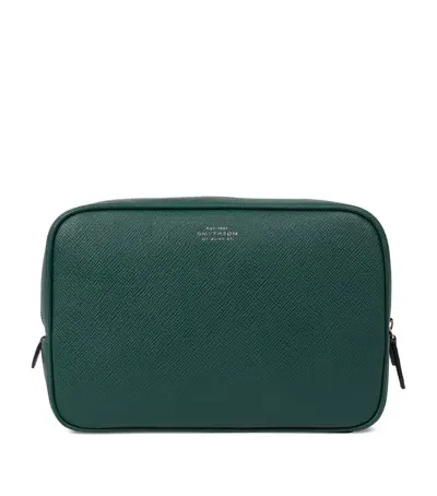 Smythson Panama Leather Tech Organiser Pouch In Green