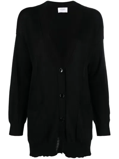 Snobby Sheep Button-fastening Long Cardigan In Schwarz