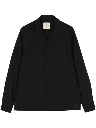 Snow Peak Logo-embroidered Cutaway-collar Shirt In Black