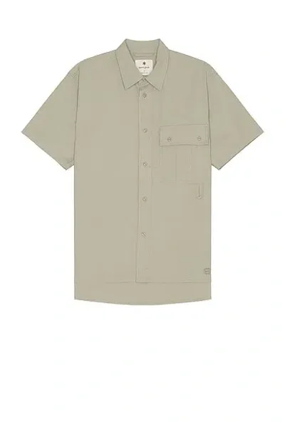 Snow Peak Takibi Light Ripstop Short Sleeve Shirt In Light Grey