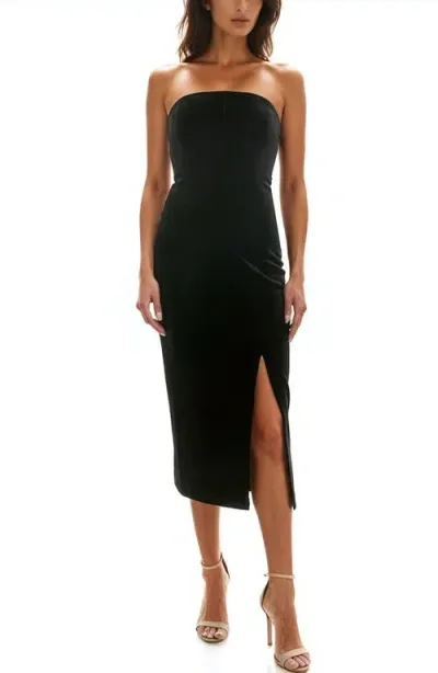 Socialite Strapless Velvet Midi Dress In Black