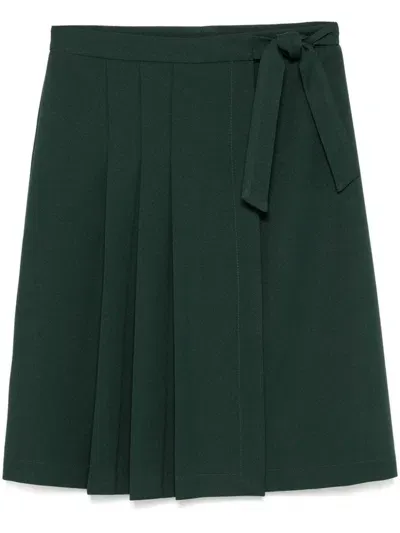 Société Anonyme Japkilt Midi Skirt In Green